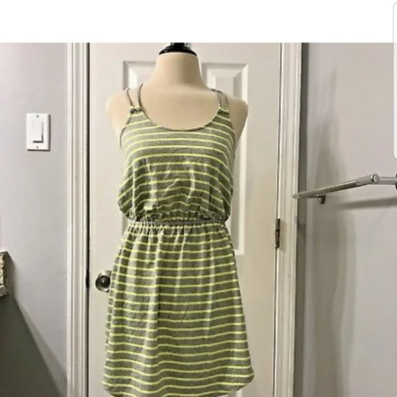 Express | Dresses | Express Tank Dress Gray Lime Stripe Womens Sz Xs |  Poshmark